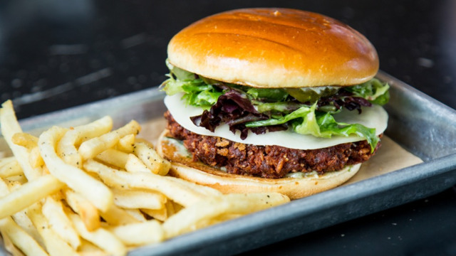 Veggie burger from Krueger's Tavern - PHOTO: HAILEY BOLLINGER