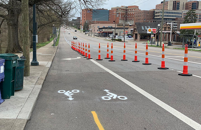 The new protected bike lane in Clifton - Photo: facebook.com/tristatetrails1