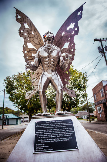 A slightly sexy Mothman statue outside of the Mothman Museum. - Photo: Mothman Museum