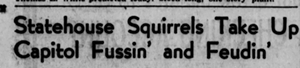 This 1948 Associated Press headline in the Logan Daily News told of feuding Statehouse squirrels. - Photo: Courtesy Ohio Capital Journal