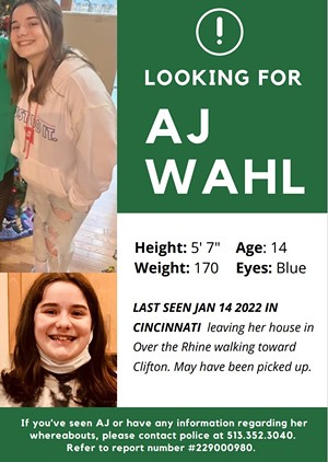 Cincinnati Police Looking for Missing 14-Year-Old Girl Last Seen in Over-the-Rhine Jan. 14