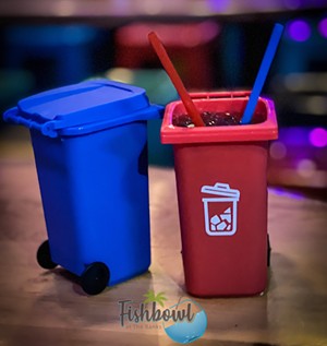 The Trash Titan cocktail is served in a tiny trashcan - PHOTO: PROVIDED BY FISHBOWL AT THE BANKS