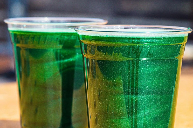 Fifty West's glitter-infused green beer - PHOTO: PROVIDED BY FIFTY WEST BREWING COMPANY