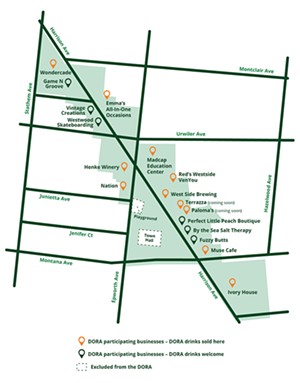 The boundaries of Westwood's DORA district - PHOTO: WESTWOOD CIVIC ASSOCIATION