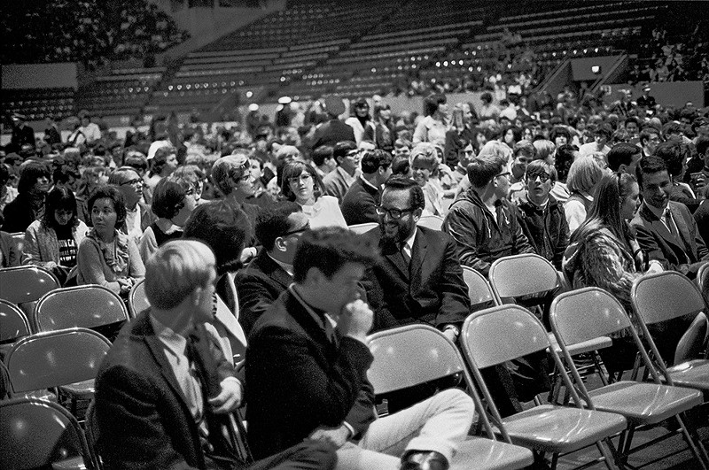 The crowd before a Rolling Stones show at Cincinnati Gardens in 1965. Former Cincinnati Post journalist and reviewer Dale Stevens is in the center of the image, with the beard. - PHOTO: STU LEVY