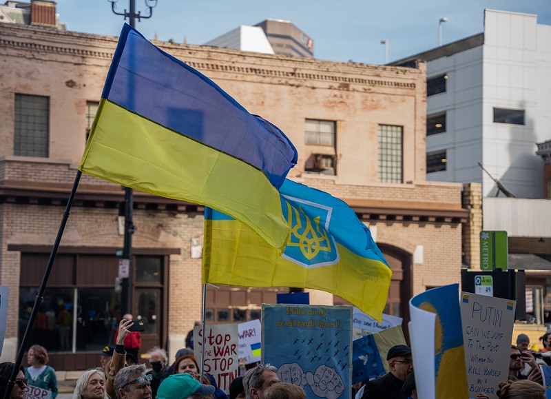 A march for Ukraine that took place in downtown Cincinnati - Photo: Casey Roberts