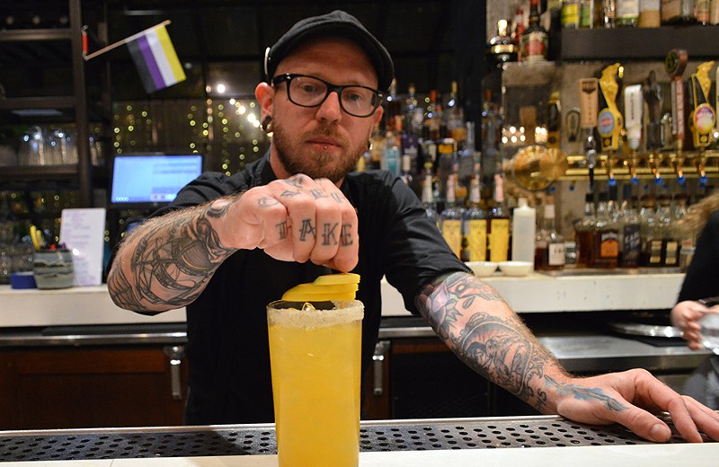 A bartender making the Monmouth Mango - Photo: Katie Griffith
