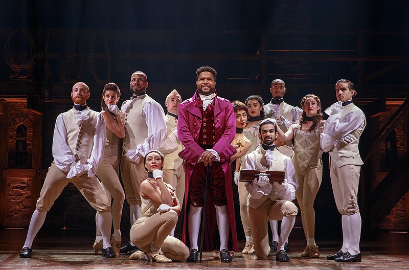 Bryson Bruce (in red) is the Marquis de Lafayette in Hamilton. - Photo: Joan Marcus