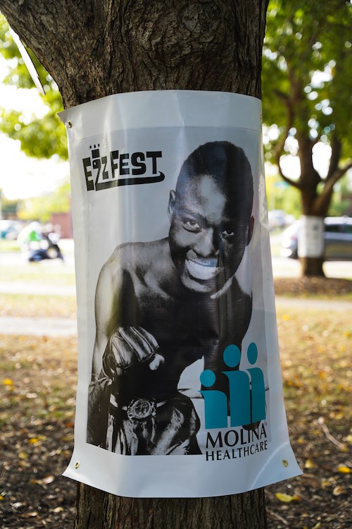 Cincinnati 's West End is covered with posters for Ezz Fest, which showcased the new bronze statue of Ezzard Charles on Oct. 1, 2022. - Photo: Cincinnati Parks
