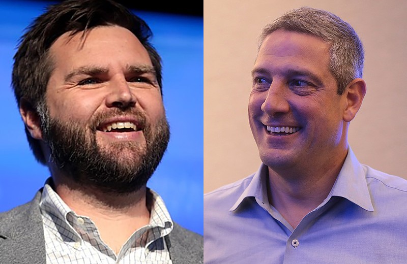 J.D. Vance (left) and Tim Ryan will fight to take the departing Rob Portman's U.S. Senate seat for Ohio. - Photos: Gage Skidmore, Wikimedia Commons