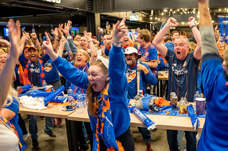 FC Cincinnati holds its first-ever playoff watch party for fans at TQL Stadium as the team takes on the New York Red Bulls on Oct. 15, 2022. FC Cincinnati won 2-1. - Photo: Ron Valle