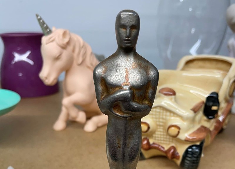 Be Concerned, a food pantry and thrift shop in Covington, discovered a mini Oscar from 1935 in one of its donation boxes. - Photo: Provided by Andy Brunsman
