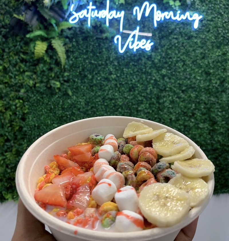 A bowl of cereal from Saturday Morning VIbes Cereal Bar