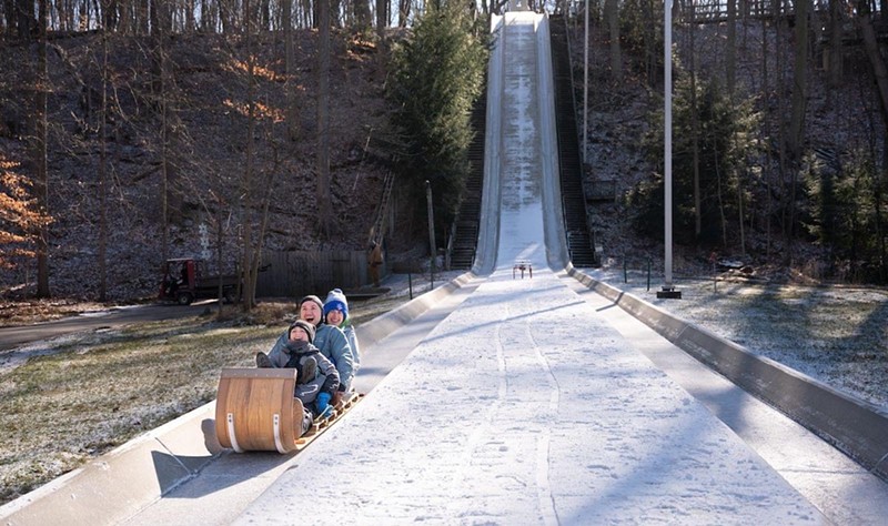Cleveland MetroParks is offering tobogganing at Strongsville's The Chalet in Mill Stream Run Reservation now through the end of February. - Photo: facebook.com/clevelandmetroparks