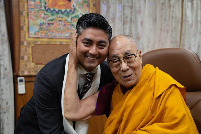 Pureval is the nation's highest ranking Tibetan-American public official. He met the 14th Dalai Lama during a trip to India in December 2022. - Photo: Provided by Aftab Pureval