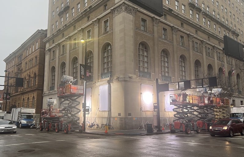 Movie production at Race Street and Garfield Place Wednesday, Jan. 18, 2023. - Photo: Madeline Fening
