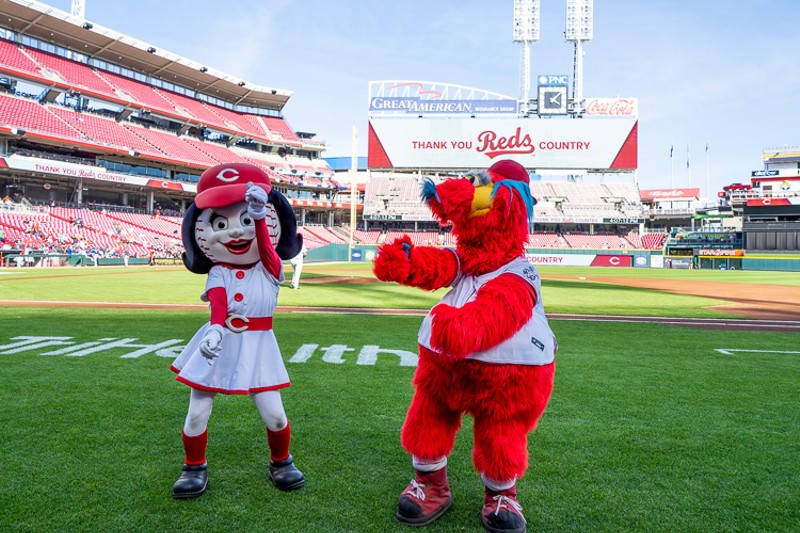 Rosie and Gapper dance before the Cincinnati Reds host the Chicago Cubs at Great American Ball Park on Oct. 5, 2022. - Photo: Ron Valle