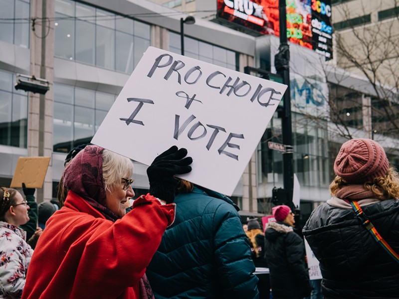 Pro-choice demonstrators gather during the Bigger Than Roe: Women's March event in Cincinnati on Jan. 21, 2023. - Photo: Aidan Mahoney