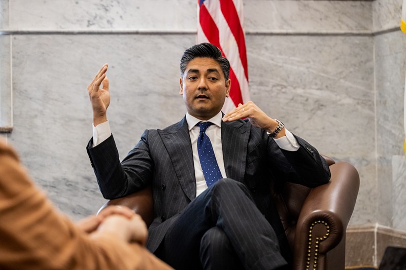 Cincinnati Mayor Aftab Pureval sits down with CityBeat's Madeline Fening to talk about the proposed sale of the Cincinnati Southern Railway to problematic rail giant, Norfolk Southern. - Photo: Emory Davis