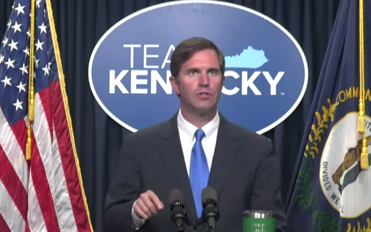 Kentucky Gov. Andy Beshear leads a media briefing on Aug. 10, 2021.