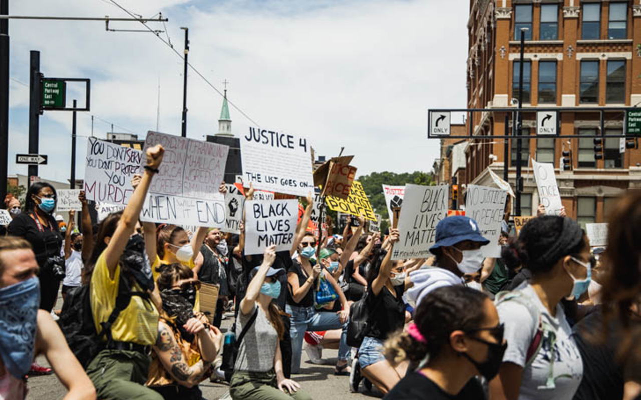Demonstrators join the Cincinnati Black Lives Matter march and rally in June 2020 to protest the death of George Floyd and others at the hands of police.