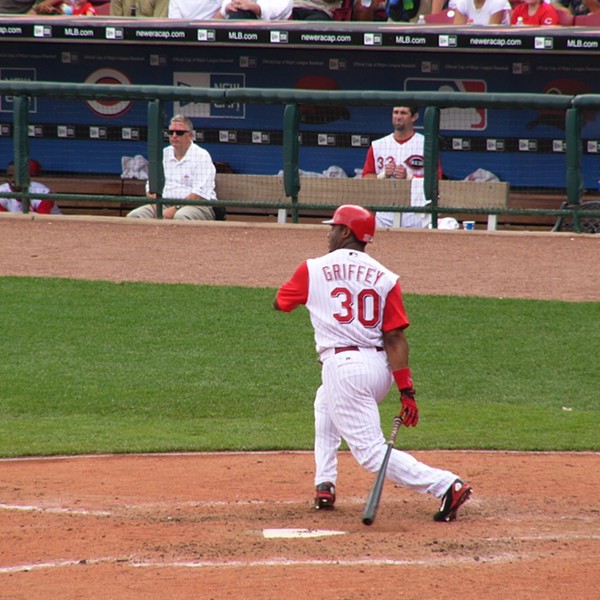 Cincinnati Reds outfielder Ken Griffey Jr. slams one in 2005.