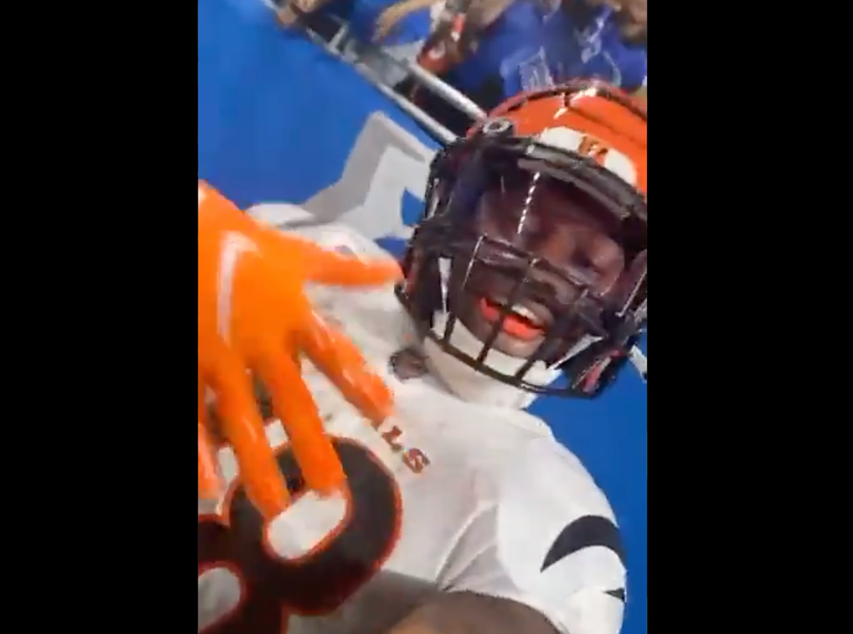 Bengals' Uzomah gifting fan phone, tickets after TD celebration mishap