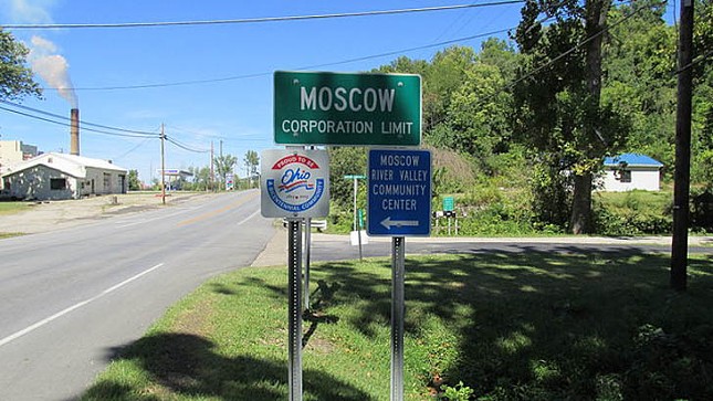 Moscow, MAHS koh
    
    Located in Clermont County, the village of Moscow is a small and quiet town just a few miles east of Cincinnati. 
    Photo: Aesopposea, CC BY-SA 3.0