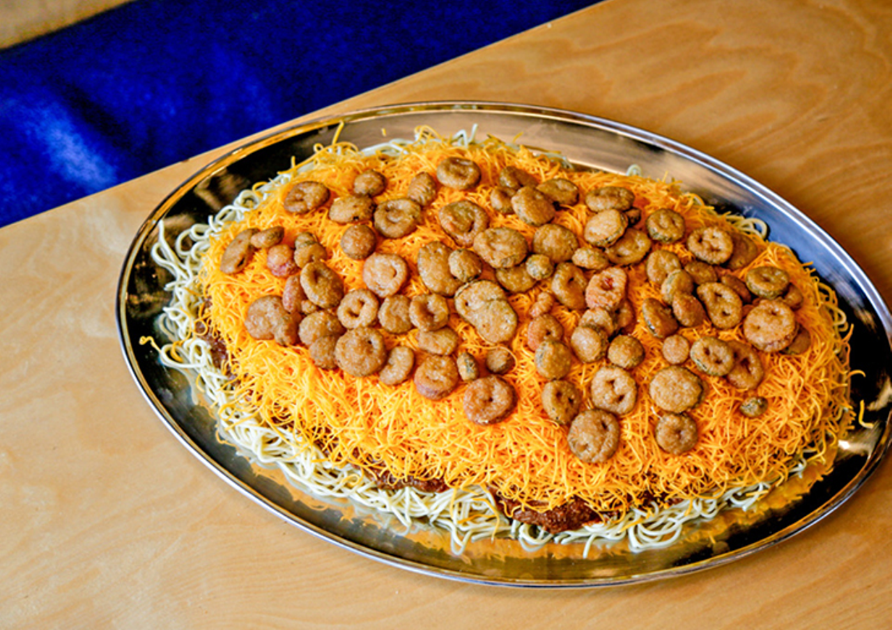 Blue Ash Chili  9525 Kenwood Road, Blue Ash; 11711 Princeton Pike, Tri-County  Blue Ash Chili offers a variety of Cincinnati-style chili combinations and double-decker sandwiches at its various locations. The restaurant is known as a favorite of Guy Fieri and his Diners, Drive-Ins and Dives show. The restaurant serves 3-, 4- and 5-Ways, plus a 6-Way, which offers fresh or fried slices of jalapeno.