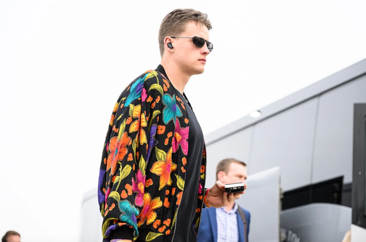 These Pics Prove That Joe Burrow Is Cincinnati S Most Fashionable   Sports Cincinnatibengals Joeburrowmulticolorbomberjacketsung 