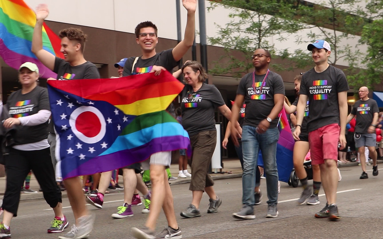 People walking in the Pride parade