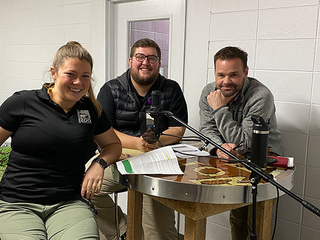 Jenna Wingate, Sam Kornau and their first podcast guest, Chad Yelton