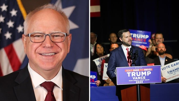 Minnesota Gov. Tim Walz and Ohio Sen. JD Vance