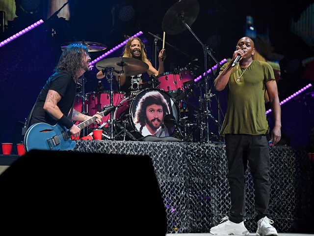 Dave Chappelle performs with Dave Grohl and Foo Fighters in New York City on June 20, 2021.